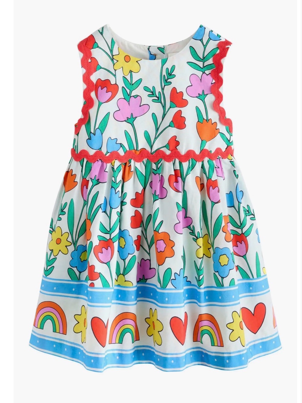NEXT Kids' Bright Floral Rickrack Dress NWOT Size 2-3